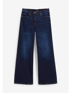 bonprix Strečové džíny s širokými nohavicemi a pohodlnou pasovkou Modrá