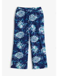 bonprix Pyžamové kalhoty Culotte s průhmatovými kapsami a viskózou Modrá
