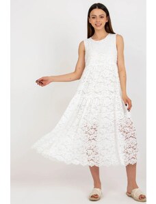 Bílé letní krajkové dámské šaty v midi délce Och Bella, l
