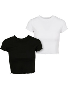 UC Ladies Dámské triko Cropped Rib 2-Pack černá/bílá