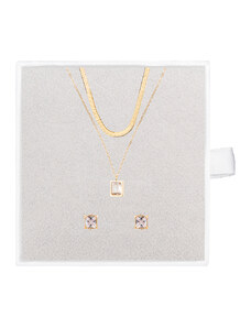 franco bene Diamond set náhrdelník a náušnice - zlatý
