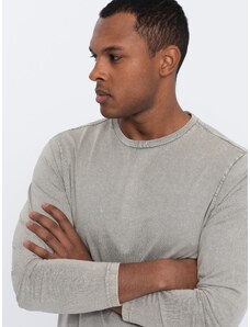 Ombre Men's wash longsleeve with round neckline - light grey