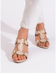 GOODIN Praktické hnědé dámské sandály na širokém podpatku