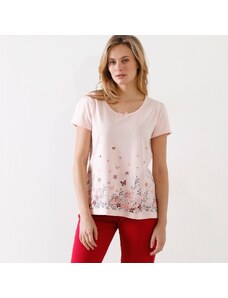Blancheporte Pyžamové tričko s krátkými rukávy a potiskem růžová 38/40