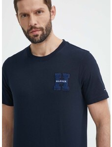 Bavlněné tričko Tommy Hilfiger tmavomodrá barva, s aplikací, MW0MW34436