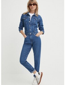 Džínový overal Pepe Jeans JESSICA tmavomodrá barva, s límečkem, PL230490