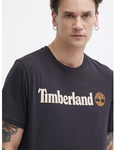 Bavlněné tričko Timberland černá barva, s potiskem, TB0A5UPQ0011