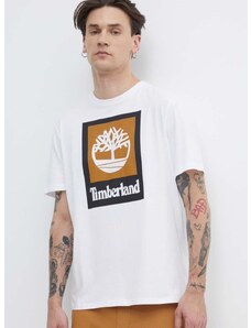 Bavlněné tričko Timberland bílá barva, s potiskem, TB0A5QS21001