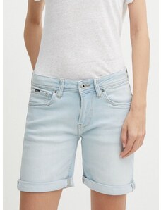 Džínové šortky Pepe Jeans SLIM SHORT MW dámské, hladké, medium waist, PL801120RH6