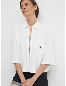 Bavlněná košile Calvin Klein Jeans bílá barva, relaxed, s klasickým límcem, J20J223360