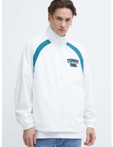 Bunda Tommy Jeans pánská, bílá barva, přechodná, oversize, DM0DM18699
