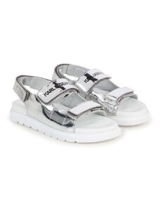 Dětské kožené sandály Karl Lagerfeld šedá barva
