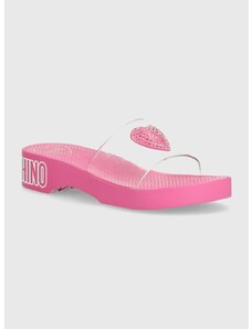 Pantofle Love Moschino dámské, růžová barva, na platformě, JA28344G0II5260A
