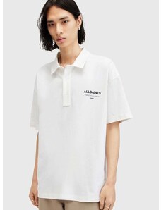 Bavlněné polo tričko AllSaints UNDERGROUND SS POLO černá barva, s potiskem, M047PA