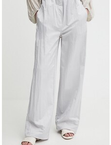 Kalhoty Calvin Klein Jeans dámské, šedá barva, jednoduché, high waist, J20J223122