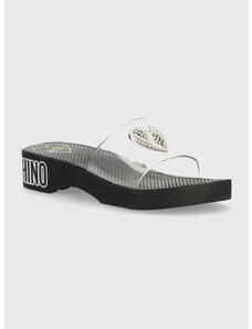 Pantofle Love Moschino dámské, černá barva, na platformě, JA28344G0II5200A