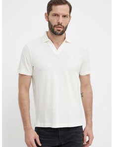 Polo tričko s lněnou směsí Calvin Klein béžová barva, K10K112959