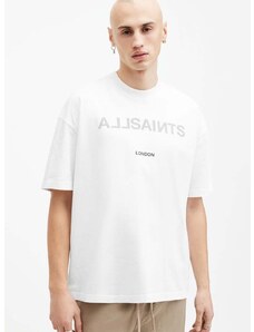 Bavlněné tričko AllSaints CUTOUT SS CREW bílá barva, s potiskem, M004PA