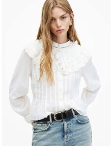Košile AllSaints OLEA TOP dámská, bílá barva, slim, s klasickým límcem, WM506Z
