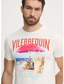 Bavlněné tričko Vilebrequin PORTISOL béžová barva, s potiskem, PTSAP386