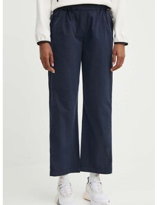 Kalhoty Napapijri M-Aberdeen dámské, tmavomodrá barva, jednoduché, high waist, NP0A4I4S1761