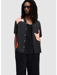 Košile AllSaints ROZE SS SHIRT pánská, černá barva, relaxed, M033SA