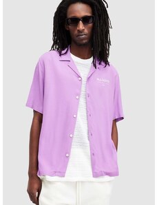 Košile AllSaints ACCESS SS SHIRT pánská, fialová barva, relaxed, M064SA