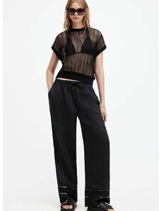 Plátěné kalhoty AllSaints JADE LINEN TROUSER černá barva, jednoduché, high waist, W028TA