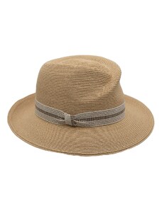 Luxusní dámský nemačkavý béžový klobouk Fedora - ručně šitý, UV faktor 80 - Mayser Simone