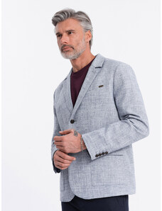 Ombre Men's REGULAR cut jacket with linen - light blue