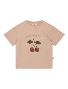 Tričko s příměsí lnu Konges Sløjd růžová barva