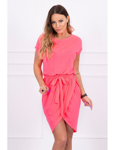 Mondo Italia Bavlněné šaty s páskem MI8980 neonově růžové