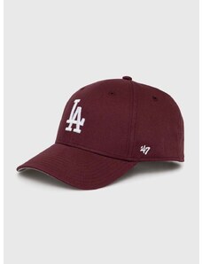 47 brand Dětská bavlněná kšiltovka 47brand MLB Los Angeles Dodgers Raised Basic vínová barva, s aplikací, BRAC12CTP