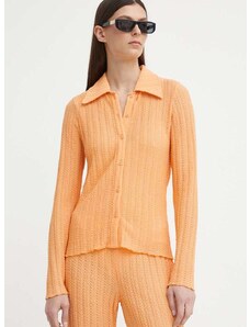 Košile Résumé AbbyRS dámská, oranžová barva, slim, s klasickým límcem, 20471120