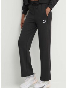 Tepláky Puma T7 High Waist Pant černá barva, hladké, 624212