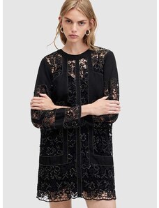 Šaty s příměsí lnu AllSaints NOUSH EMB DRESS černá barva, mini, WD591Z