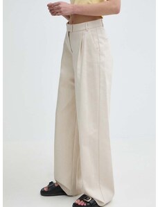 Kalhoty MAX&Co. dámské, béžová barva, široké, high waist, 2416131104200