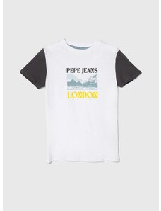 Dětské bavlněné tričko Pepe Jeans RICK bílá barva, s potiskem