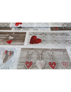 MADE IN ITALY Bavlněná látka Shabby love červená srdíčka, š. 145 cm