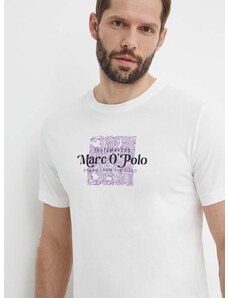 Bavlněné tričko Marc O'Polo bílá barva, s potiskem, 423201251076