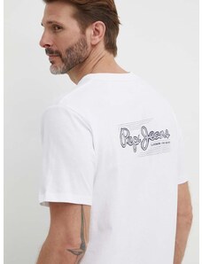 Bavlněné tričko Pepe Jeans SINGLE CLIFORD bílá barva, s potiskem, PM509367