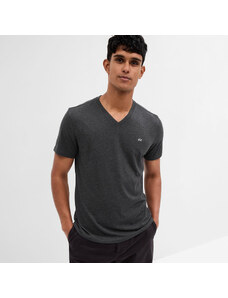 Pánské tričko GAP Micro Logo Vee Neck Tee Charcoal Grey
