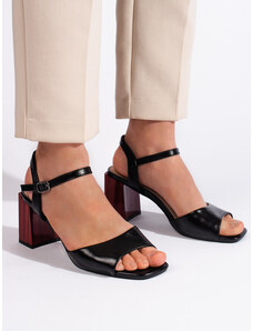 GOODIN Exkluzívní dámské černé sandály na širokém podpatku
