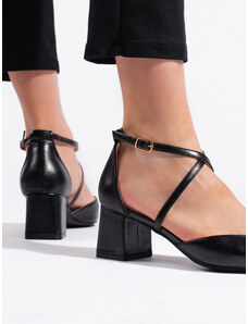 GOODIN Stylové černé sandály dámské na širokém podpatku