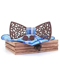 Vyřezávaný dřevěný motýlek Modrá