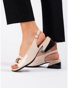 GOODIN Beige patent leather low-heeled sandals