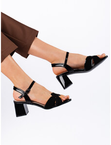 GOODIN Krásné dámské sandály černé na širokém podpatku
