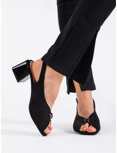 GOODIN Luxusní dámské sandály černé na širokém podpatku