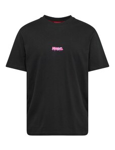 HUGO Red Tričko 'Dindion' tyrkysová / pink / černá