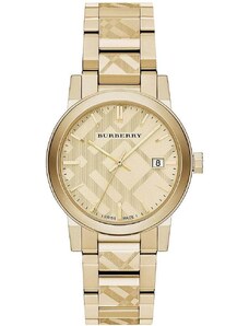 Burberry BU9038 The City Engraved Checked Gold Unisex Watch